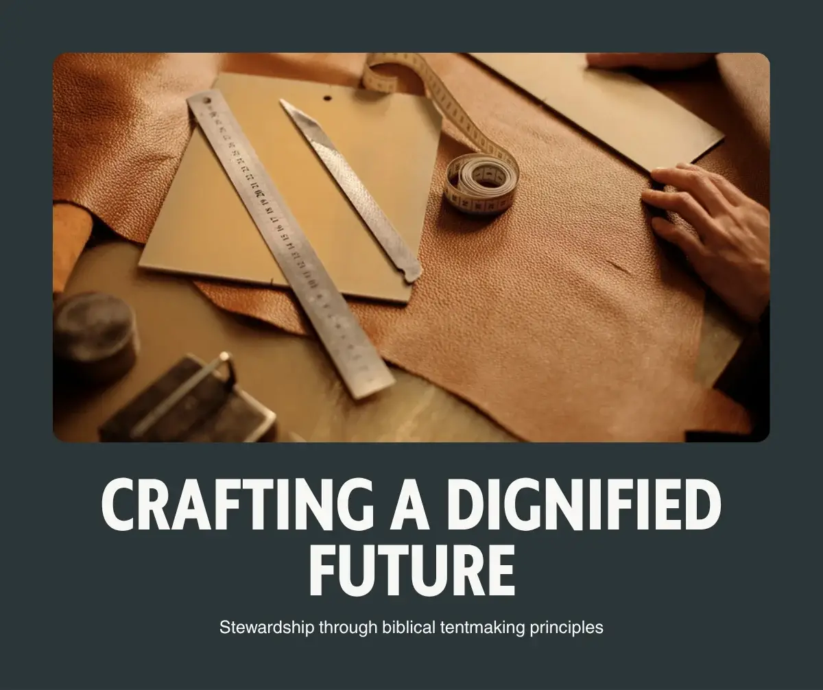 Craftsman's hands measuring and cutting leather, representing the Apostle Paul's tentmaking ministry and biblical stewardship through skilled work